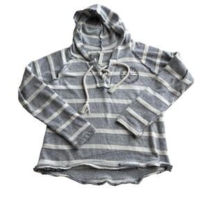 Blue Gray Striped Women's Hoodie Wildwood NJ size S